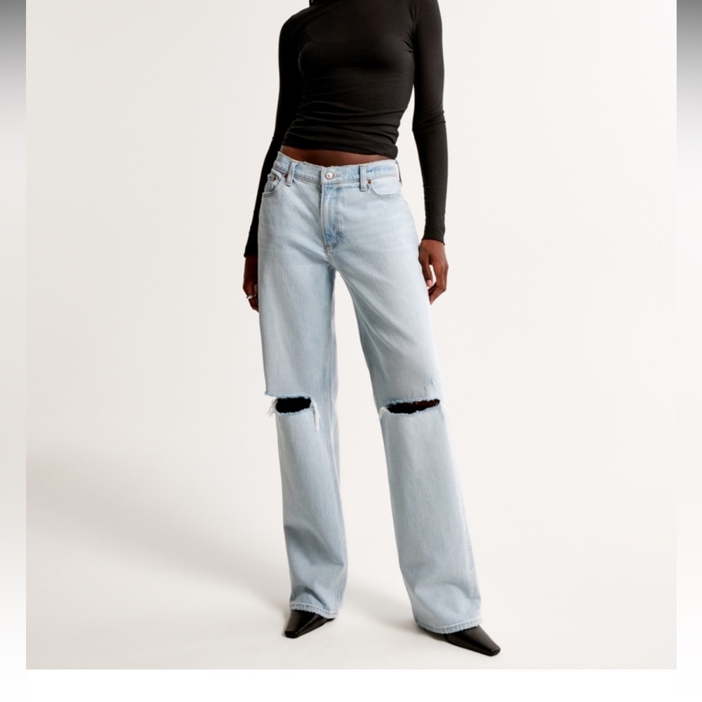 Abercrombie & Fitch Blue DARK WASH the 90s baggy low rise jeans